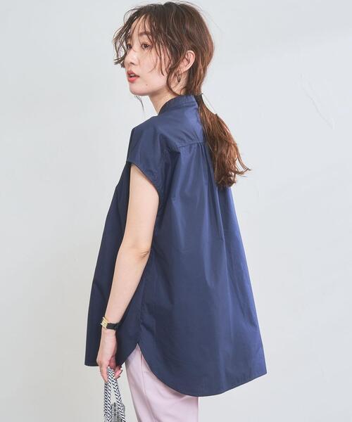 coen（コーエン）の「Re cafe フレンチスリーブギャザーブラウス（シャツ/ブラウス・レディース・モカ/ネイビー/ホワイト/ライトブルー・L/M）」の15枚目の写真