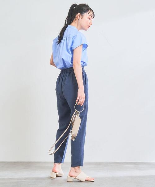 coen（コーエン）の「Re cafe フレンチスリーブギャザーブラウス（シャツ/ブラウス・レディース・モカ/ネイビー/ホワイト/ライトブルー・L/M）」の18枚目の写真