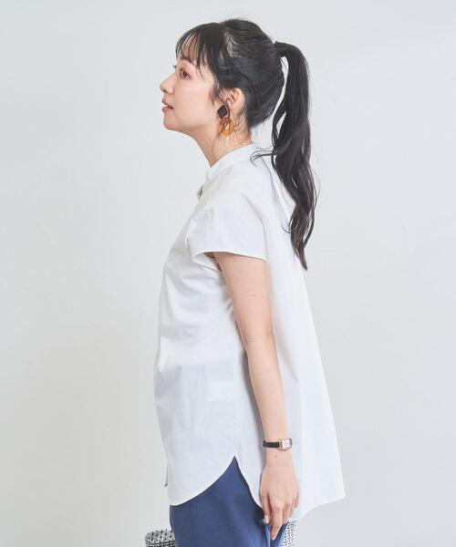 coen（コーエン）の「Re cafe フレンチスリーブギャザーブラウス（シャツ/ブラウス・レディース・モカ/ネイビー/ホワイト/ライトブルー・L/M）」の19枚目の写真