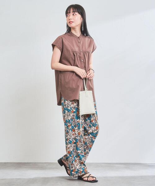 coen（コーエン）の「Re cafe フレンチスリーブギャザーブラウス（シャツ/ブラウス・レディース・モカ/ネイビー/ホワイト/ライトブルー・L/M）」の10枚目の写真