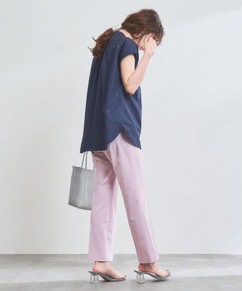 coen（コーエン）の「Re cafe フレンチスリーブギャザーブラウス（シャツ/ブラウス・レディース・モカ/ネイビー/ホワイト/ライトブルー・L/M）」の12枚目の写真