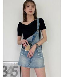 GYDA（ジェイダ）の「フロントZIP スカートライクデニムサロペット