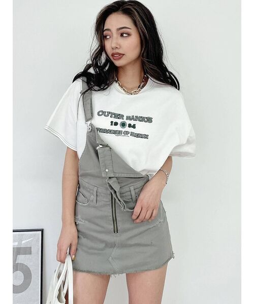 GYDA(ジェイダ)の「フロントZIP スカートライクデニムサロペット(サロペット/オーバーオール・レディース・カーキ/ライトブルー・MEDIUM/SMALL)」の17枚目の写真