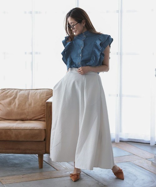 Donoban×kozueさん　コラボ　デニムフリルジャケット DONOBAN（ドノバン） デニムジャケット gジャン 「kozue×Donobanコラボ