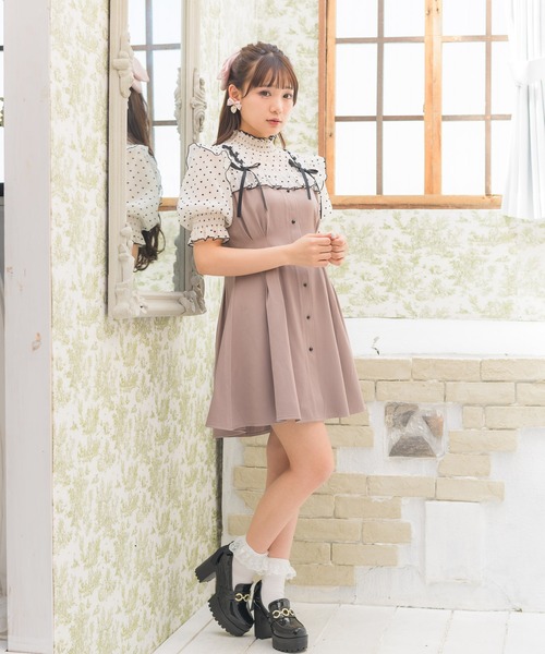 ROJITA(ロジータ)の「ハートドットレースアップ半袖ワンピース(ワンピース・レディース・ブラック/ピンク/ベージュ・FREE)」の11枚目の写真