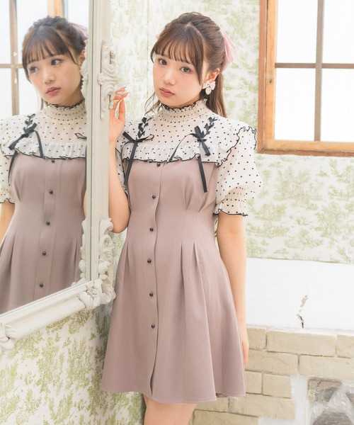 ROJITA(ロジータ)の「ハートドットレースアップ半袖ワンピース(ワンピース・レディース・ブラック/ピンク/ベージュ・FREE)」の14枚目の写真