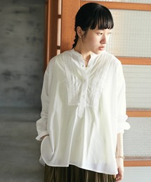 ピンタックバンドカラーシャツ　＊