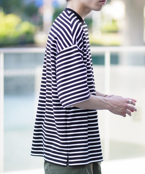 WEGO by つぐ吉(ウィゴーバイツグキチ)の「∴WEGO by つぐ吉/【ZOZOTOWN限定】ボーダーBIGTシャツ(Tシャツ/カットソー・メンズ・ブラック・MEDIUM/LARGE)」の12枚目の写真