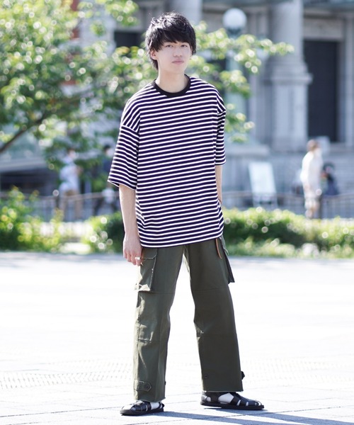 WEGO by つぐ吉(ウィゴーバイツグキチ)の「∴WEGO by つぐ吉/【ZOZOTOWN限定】ボーダーBIGTシャツ(Tシャツ/カットソー・メンズ・ブラック・MEDIUM/LARGE)」の8枚目の写真