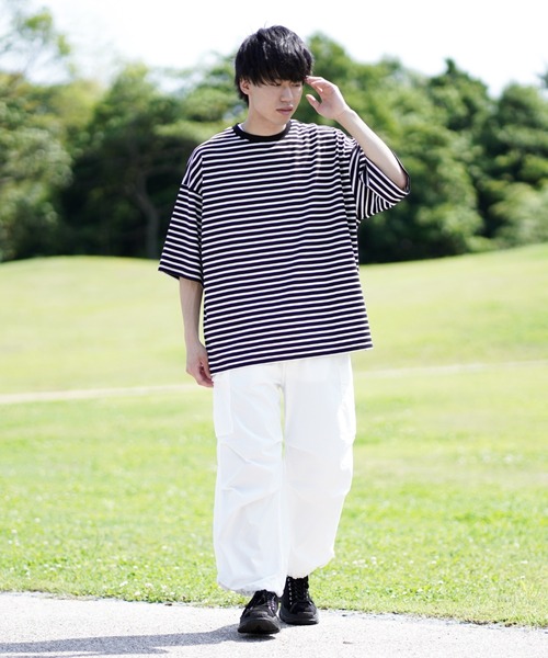 WEGO by つぐ吉(ウィゴーバイツグキチ)の「∴WEGO by つぐ吉/【ZOZOTOWN限定】ボーダーBIGTシャツ(Tシャツ/カットソー・メンズ・ブラック・MEDIUM/LARGE)」の3枚目の写真