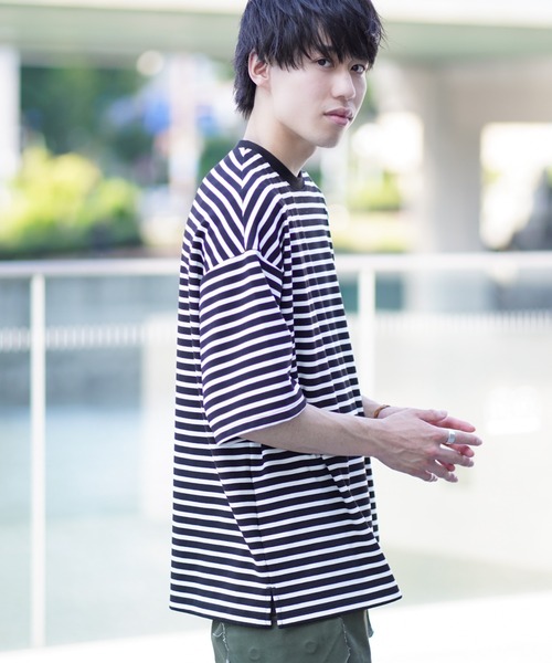 WEGO by つぐ吉(ウィゴーバイツグキチ)の「∴WEGO by つぐ吉/【ZOZOTOWN限定】ボーダーBIGTシャツ(Tシャツ/カットソー・メンズ・ブラック・MEDIUM/LARGE)」の14枚目の写真