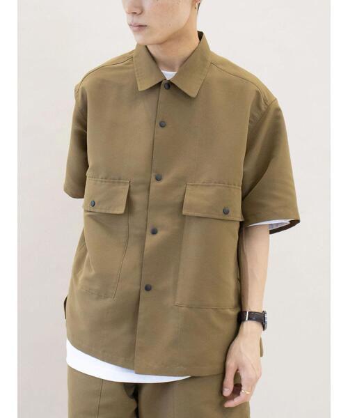 CRAFT STANDARD BOUTIQUE(クラフトスタンダードブティック)の「PEグログランレギュラーカラー5分袖シャツ *(シャツ/ブラウス・メンズ・ベージュ/ダークネイビー・L/M/LL)」の17枚目の写真