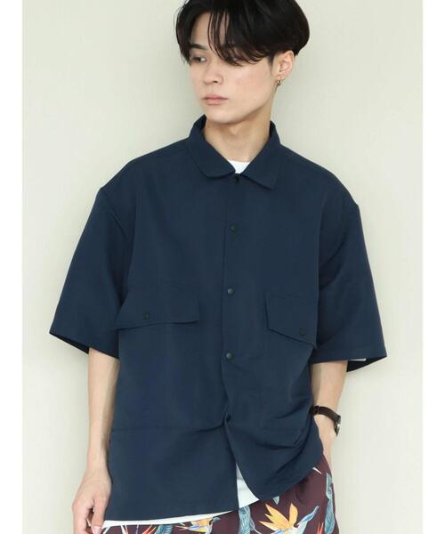 CRAFT STANDARD BOUTIQUE(クラフトスタンダードブティック)の「PEグログランレギュラーカラー5分袖シャツ *(シャツ/ブラウス・メンズ・ベージュ/ダークネイビー・L/M/LL)」の18枚目の写真