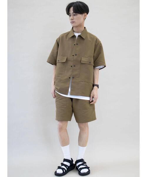 CRAFT STANDARD BOUTIQUE(クラフトスタンダードブティック)の「PEグログランレギュラーカラー5分袖シャツ *(シャツ/ブラウス・メンズ・ベージュ/ダークネイビー・L/M/LL)」の19枚目の写真