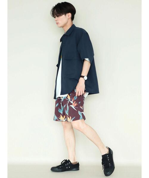 CRAFT STANDARD BOUTIQUE(クラフトスタンダードブティック)の「PEグログランレギュラーカラー5分袖シャツ *(シャツ/ブラウス・メンズ・ベージュ/ダークネイビー・L/M/LL)」の3枚目の写真