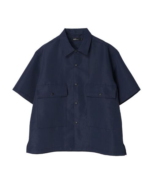 CRAFT STANDARD BOUTIQUE(クラフトスタンダードブティック)の「PEグログランレギュラーカラー5分袖シャツ *(シャツ/ブラウス・メンズ・ベージュ/ダークネイビー・L/M/LL)」の4枚目の写真