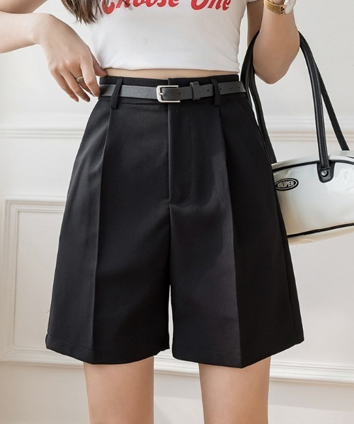 SETUP7(セットアップセブン)の「【SETUP7】「ベルト付き」サファリショートパンツ SCCH140(その他パンツ・レディース・ブラック/ベージュ/アイボリー・4/3)」の2枚目の写真