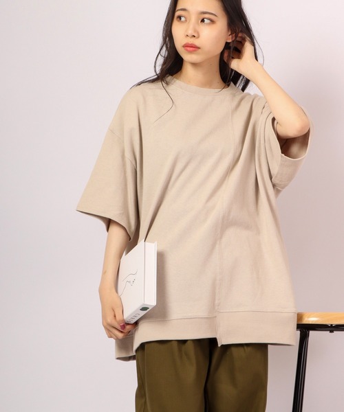 Revo.（レボ）の「Revo. 10/- 天竺 切り替えSS 半袖Tee（Tシャツ/カットソー・メンズ・ブラック/グレイッシュベージュ/ホワイト・1/2）」の5枚目の写真