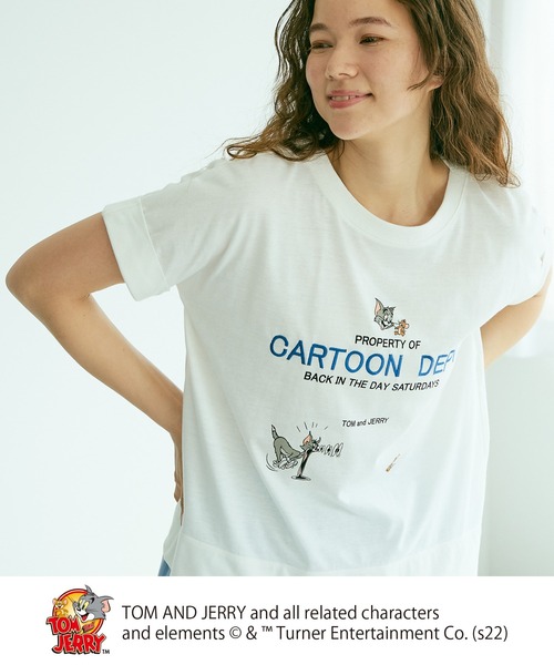 Tom＆Jerry（トムアンドジェリー）の「TOM and JERRY/トムとジェリー×刺繍Tシャツ（Tシャツ/カットソー・レディース・ホワイト系1/ホワイト系2・FREE）」の2枚目の写真