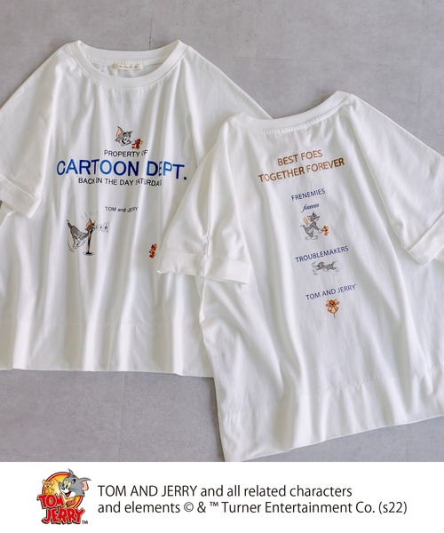 Tom＆Jerry（トムアンドジェリー）の「TOM and JERRY/トムとジェリー×刺繍Tシャツ（Tシャツ/カットソー・レディース・ホワイト系1/ホワイト系2・FREE）」の4枚目の写真