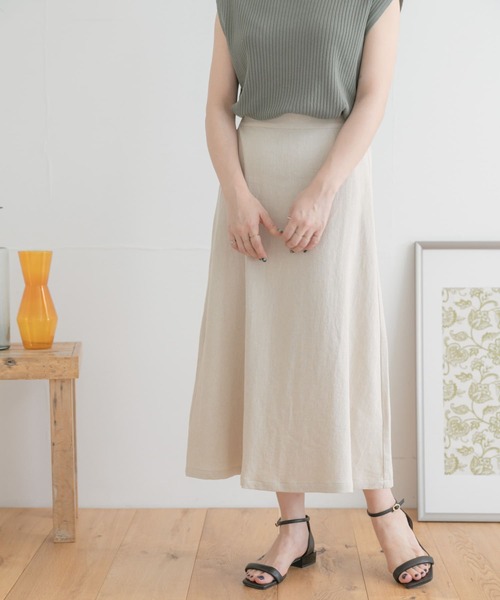 ITEMS URBANRESEARCH（アイテムズ アーバンリサーチ）の「コットンリネンフレアスカート（スカート・レディース・ベージュ/ネイビー/モカ・FREE）」の2枚目の写真