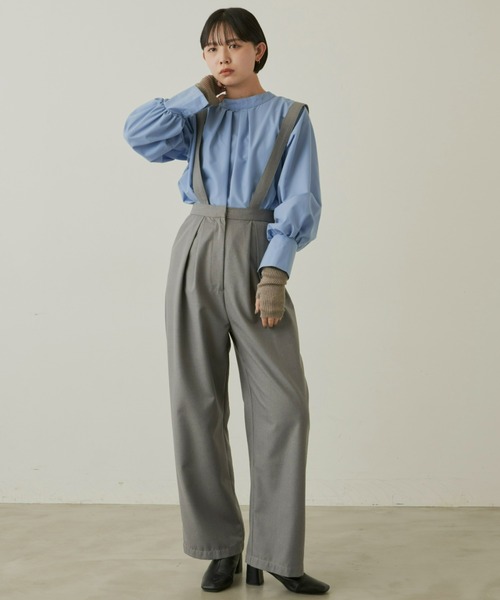 Aunt Marie's(アントマリーズ)の「タックワイドパンツ / サスペンダー(その他パンツ・レディース・ブラック/グレー・FREE)」の1枚目の写真