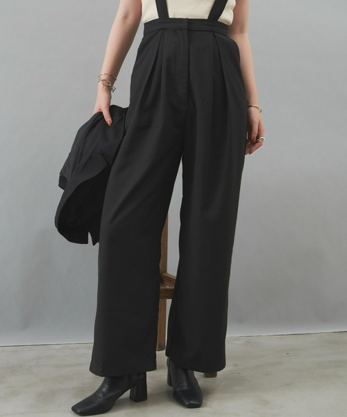 Aunt Marie's(アントマリーズ)の「タックワイドパンツ / サスペンダー(その他パンツ・レディース・ブラック/グレー・FREE)」の3枚目の写真