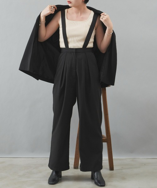 Aunt Marie's(アントマリーズ)の「タックワイドパンツ / サスペンダー(その他パンツ・レディース・ブラック/グレー・FREE)」の8枚目の写真