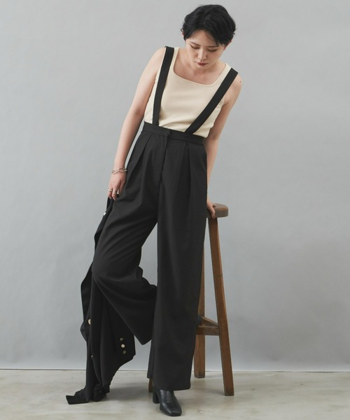 Aunt Marie's(アントマリーズ)の「タックワイドパンツ / サスペンダー(その他パンツ・レディース・ブラック/グレー・FREE)」の9枚目の写真