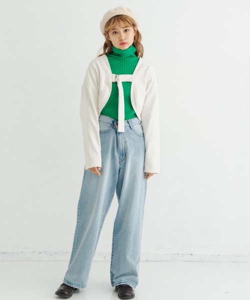 MERLOT（メルロー）の「2WAYボレロカットソー（カーディガン/ボレロ・レディース・ブラック/ナチュラル・FREE）」の5枚目の写真