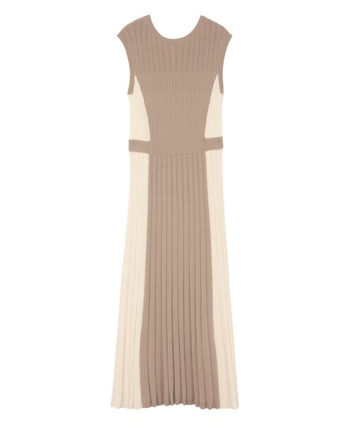 LAGUNAMOON(ラグナムーン)の「バイカラーラインニットワンピース(ワンピース・レディース・チャコールグレー/ベージュ/ブルー・SMALL/MEDIUM)」の3枚目の写真