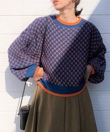 Q | JQ配色ニット(ニット/セーター)