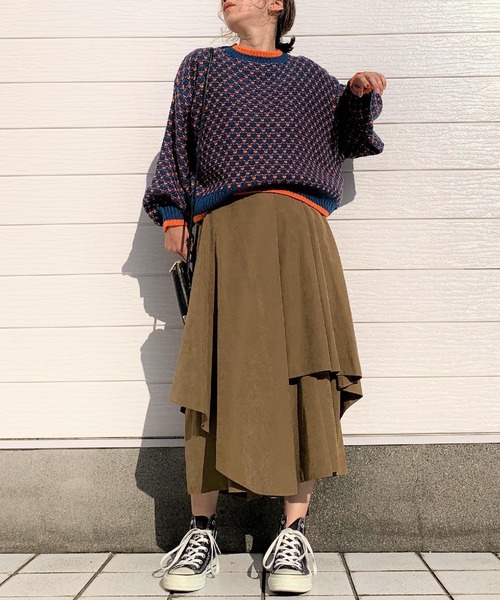 Q（キュー）の「JQ配色ニット（ニット/セーター・レディース・ブルー系その他/ブラック系その他・MEDIUM）」の9枚目の写真