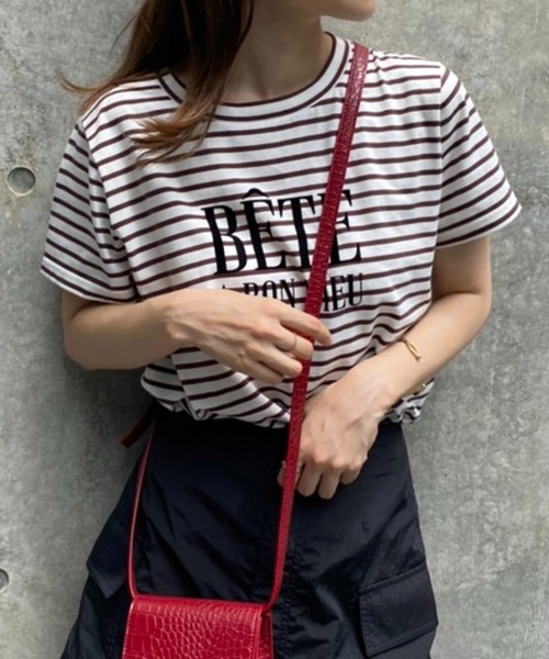 one after another NICE CLAUP(ワンアフターアナザーナイスクラップ)の「フロッキーロゴプリントTee(Tシャツ/カットソー・レディース・ブラウン/オフホワイト/アイボリー/ホワイト系その他・FREE)」の4枚目の写真