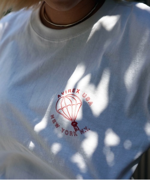 AVIREX（アヴィレックス）の「【直営店限定】PARACHUTE CAT T-SHIRT/ パラシュートキャット ティーシャツ（Tシャツ/カットソー・レディース・ホワイト/ライトブルー・FREE）」の15枚目の写真