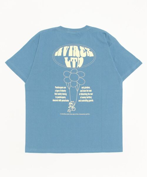 AVIREX（アヴィレックス）の「【直営店限定】PARACHUTE CAT T-SHIRT/ パラシュートキャット ティーシャツ（Tシャツ/カットソー・レディース・ホワイト/ライトブルー・FREE）」の5枚目の写真