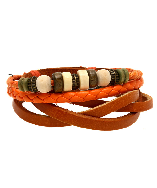 チャイハネ(チャイハネ)の「【チャイハネ】ジャレン レザーブレスレット(ブレスレット・メンズ・ブルー/ダークブラウン/グリーン/ブラック/オレンジ・FREE)」の5枚目の写真