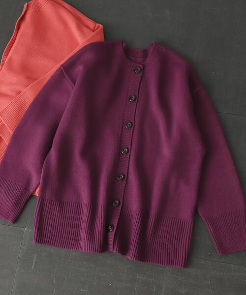 SENSE OF PLACE by URBAN RESEARCH（センスオブプレイスバイアーバンリサーチ）の「クルーネックルーズカーディガン（カーディガン/ボレロ・レディース・ライトブルー/ピンク/イエロー/ブラック/アイボリー/グリーン/オレンジ/パープル/ブラック系その他/モカ・ONE）」の8枚目の写真