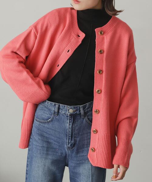 SENSE OF PLACE by URBAN RESEARCH（センスオブプレイスバイアーバンリサーチ）の「クルーネックルーズカーディガン（カーディガン/ボレロ・レディース・ライトブルー/ピンク/イエロー/ブラック/アイボリー/グリーン/オレンジ/パープル/ブラック系その他/モカ・ONE）」の10枚目の写真