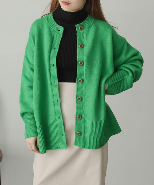 SENSE OF PLACE by URBAN RESEARCH（センスオブプレイスバイアーバンリサーチ）の「クルーネックルーズカーディガン（カーディガン/ボレロ・レディース・ライトブルー/ピンク/イエロー/ブラック/アイボリー/グリーン/オレンジ/パープル/ブラック系その他/モカ・ONE）」の6枚目の写真