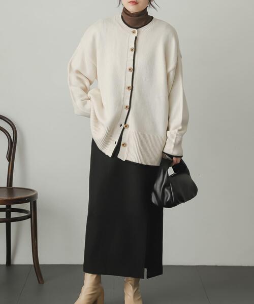 SENSE OF PLACE by URBAN RESEARCH（センスオブプレイスバイアーバンリサーチ）の「クルーネックルーズカーディガン（カーディガン/ボレロ・レディース・ライトブルー/ピンク/イエロー/ブラック/アイボリー/グリーン/オレンジ/パープル/ブラック系その他/モカ・ONE）」の12枚目の写真