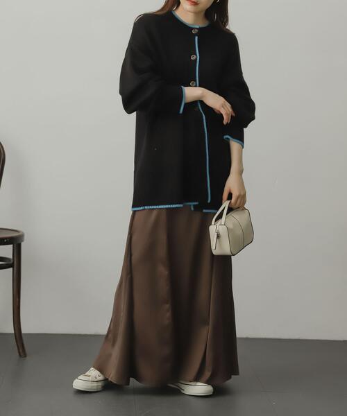 SENSE OF PLACE by URBAN RESEARCH（センスオブプレイスバイアーバンリサーチ）の「クルーネックルーズカーディガン（カーディガン/ボレロ・レディース・ライトブルー/ピンク/イエロー/ブラック/アイボリー/グリーン/オレンジ/パープル/ブラック系その他/モカ・ONE）」の21枚目の写真