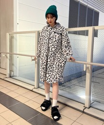 パターンフードロゴミリタリーシャツワンピースWL