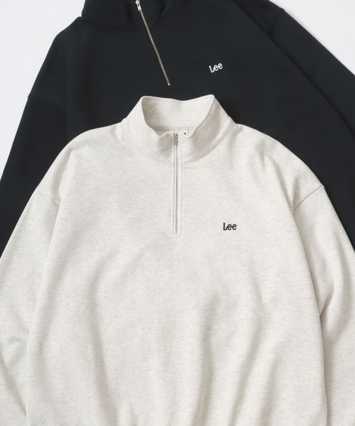 Lee（リー）の「Lee/リー 別注 オーバーサイズ 裏毛 ロゴ ワンポイント刺繍 ハーフジップ スウェット トレーナー/長袖 トップス プルオーバー/レディース メンズ（スウェット・メンズ・オートミール/ホワイト/ブラック/ダークグリーン/ブルー/アッシュグレー・M/L/XL）」の22枚目の写真