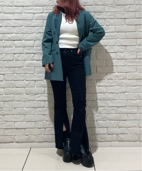 one way(ワンウェイ)の「配色リブ刺繍ロゴニット(ニット/セーター・レディース・ブラック/ライトピンク/ホワイト・FREE)」の10枚目の写真