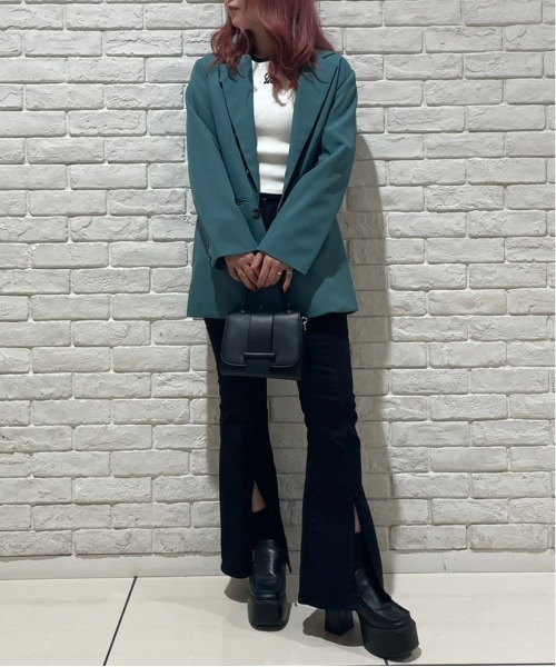 one way(ワンウェイ)の「配色リブ刺繍ロゴニット(ニット/セーター・レディース・ブラック/ライトピンク/ホワイト・FREE)」の11枚目の写真