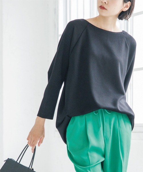 THE SHOP TK (ザ ショップ ティーケー )の「◆【オンオフ対応】サイドタックプルオーバー(Tシャツ/カットソー・レディース・グリーン/ダークブラウン/ブラック/ナチュラル・LL/L/M/S)」の1枚目の写真