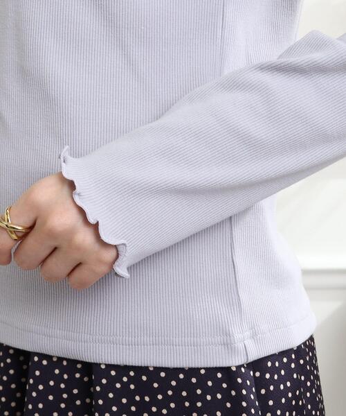 couture brooch(クチュールブローチ)の「◆メローリブ袖ギャザーカットソー(Tシャツ/カットソー・レディース・ブラック系2/ブラック/ライトパープル/オフホワイト・38/42/40)」の7枚目の写真