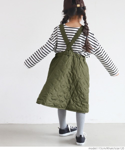 coca（coca）（コカ）の「キッズ キルティングサロペットスカート（サロペット/オーバーオール・キッズ・ブラック/カーキ・100/110/120/130）」の11枚目の写真