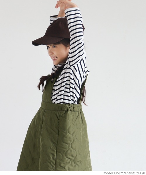 coca（coca）（コカ）の「キッズ キルティングサロペットスカート（サロペット/オーバーオール・キッズ・ブラック/カーキ・100/110/120/130）」の12枚目の写真